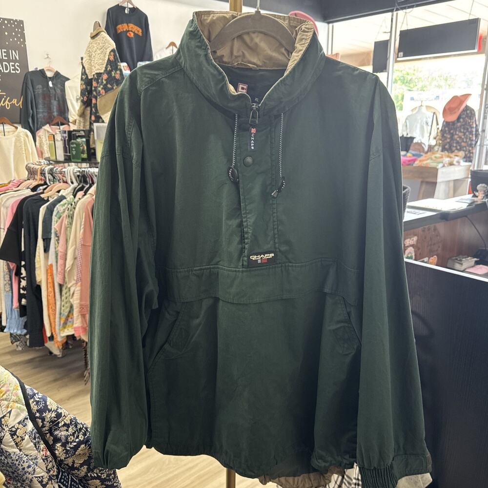 VTG 90s Chaps Ralph Lauren Anorak Jacket Large Forest Green Pullover